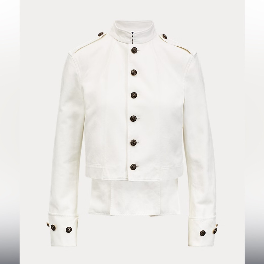 Polo Ralph Lauren white cotton denim officers‎ military band jacket Size 6